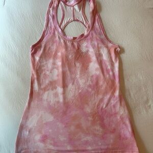 Athleta Pink and White Tie-Dye Tank Top